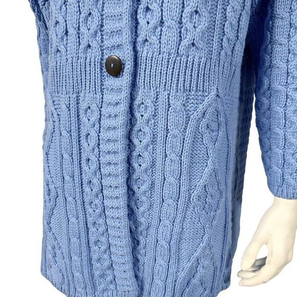 Kilronan Merino Wool Chunky Fisherman Ireland Sweater Cardigan - Picture 3 of 8